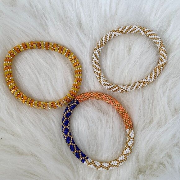 HAND CRAFTED in Nepal Beaded Bracelets (set of 3) #316 - Picture 3 of 6